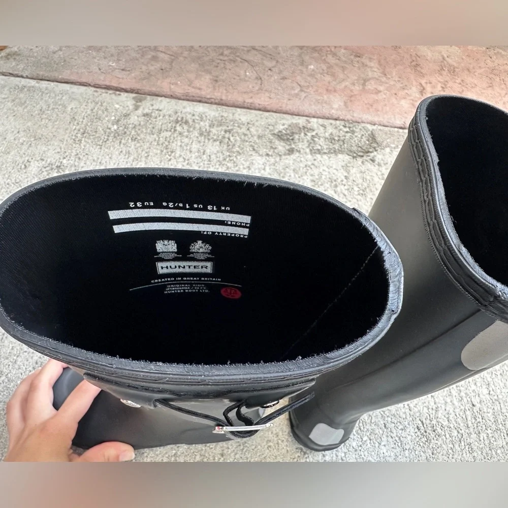 Hunter The Original Tall Rain Boots - Black - US 1B/2G// EU 32 //UK 13 - Picture 6 of 9